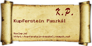Kupferstein Paszkál névjegykártya